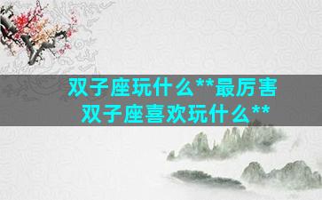 双子座玩什么**最厉害 双子座喜欢玩什么**